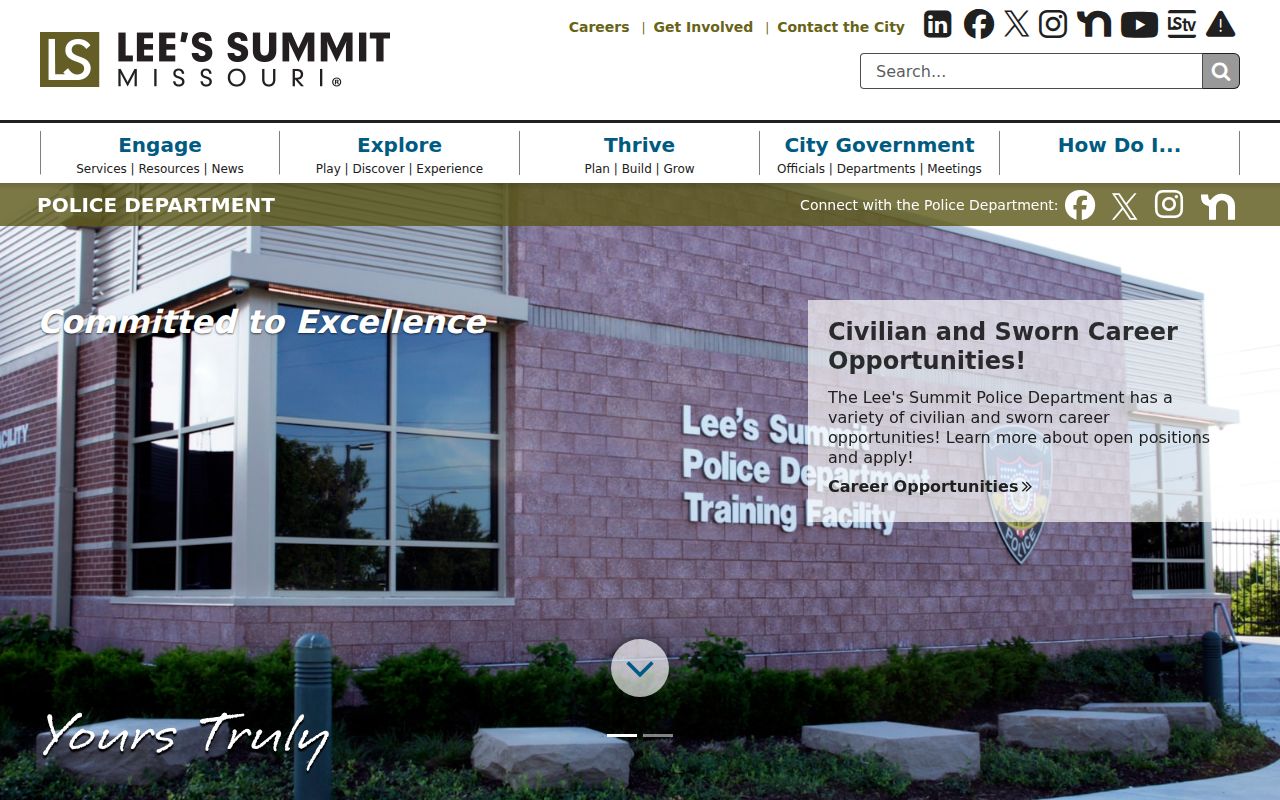 Lee's Summit Police Department building for local criminal records requests